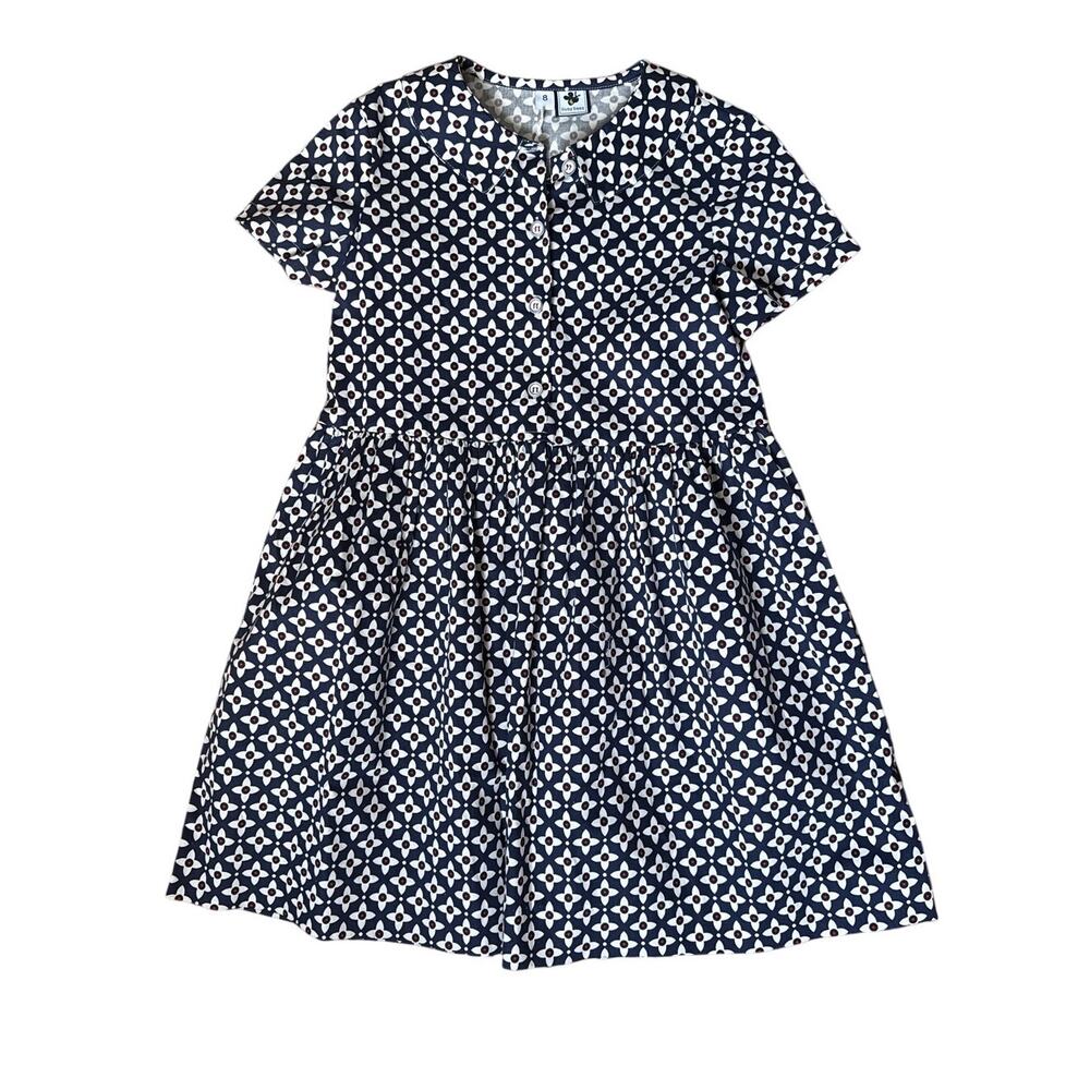 Busy Bees Girls Collared Blue Print Cotton Dress Size 8 New NWT